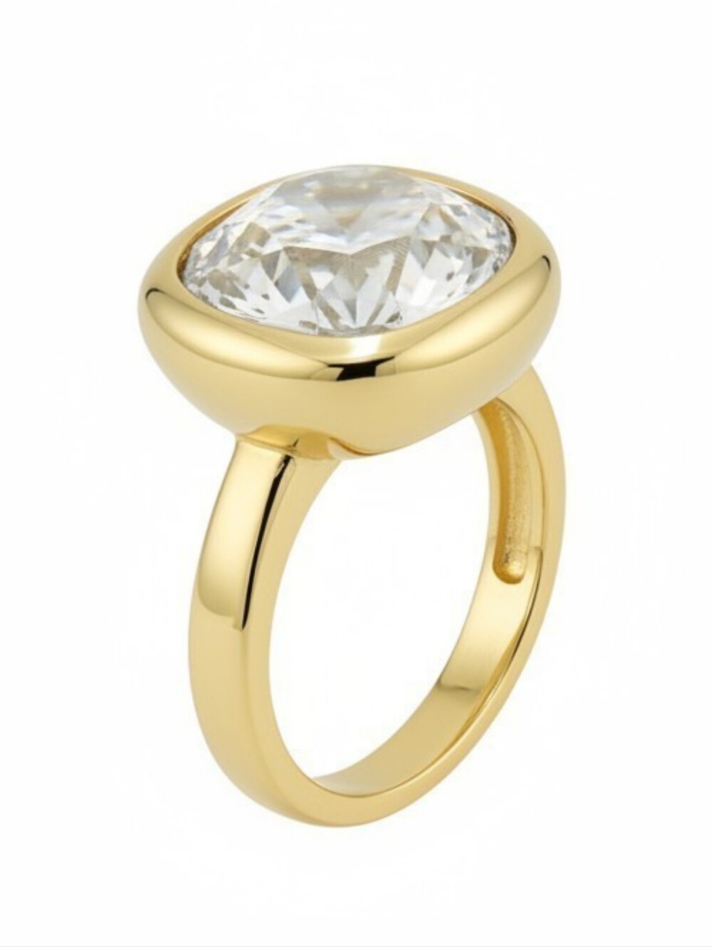 💛▪️Piper K ▪️Gold Platedc lear Cushion-Cut Glasd Crystal